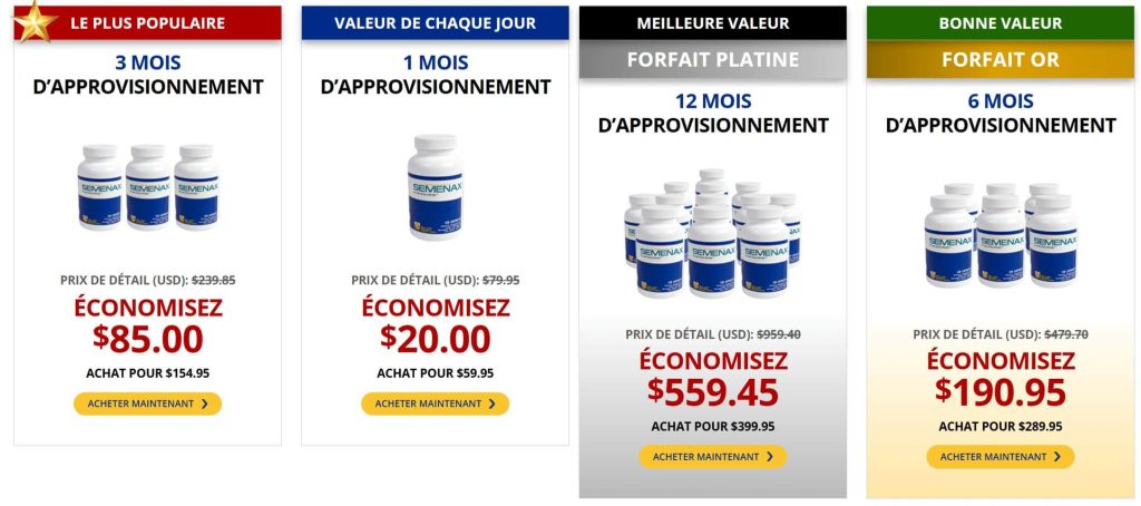 Semenax prix - Les différentes offres